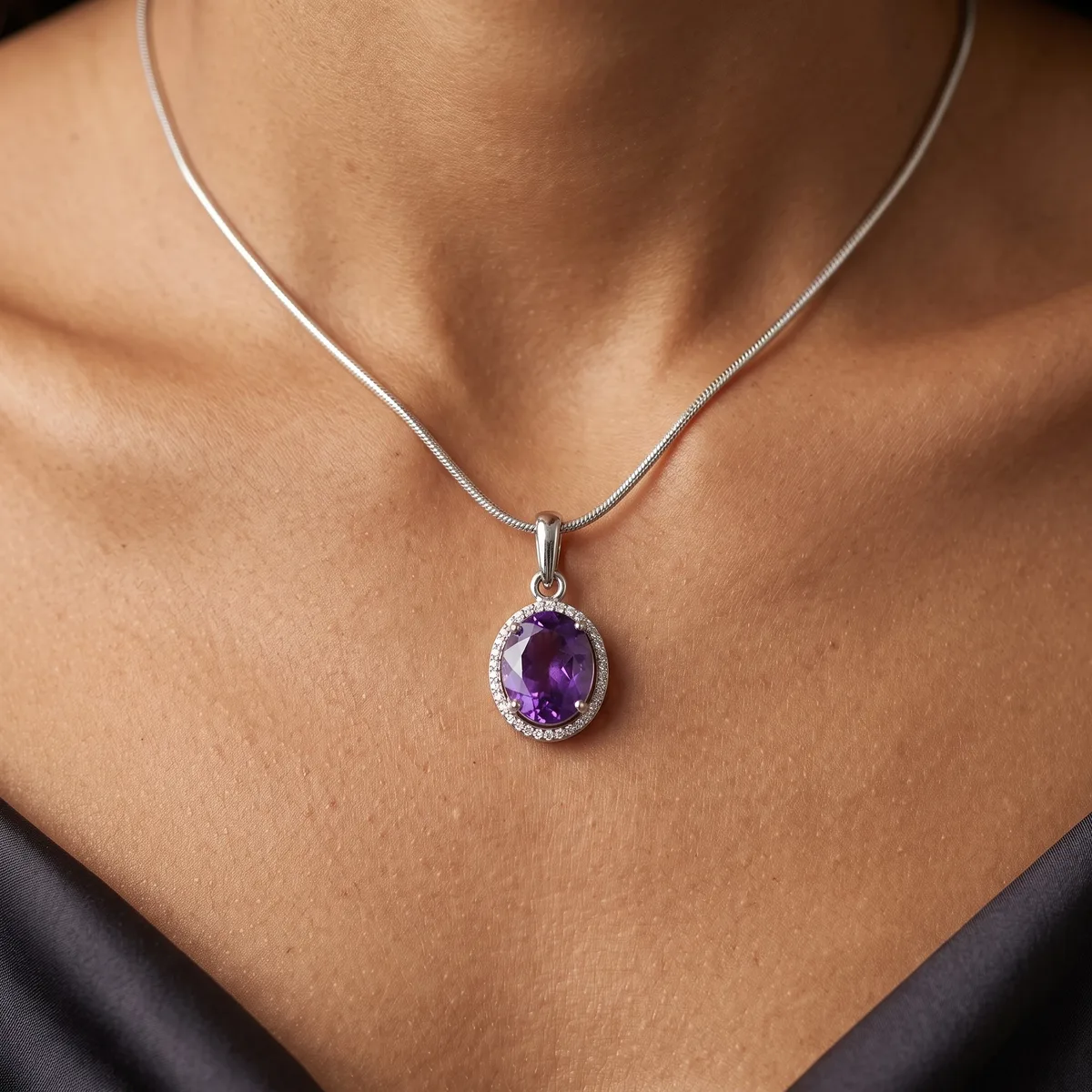 Amara Amethyst Bloom Pendant - view 2