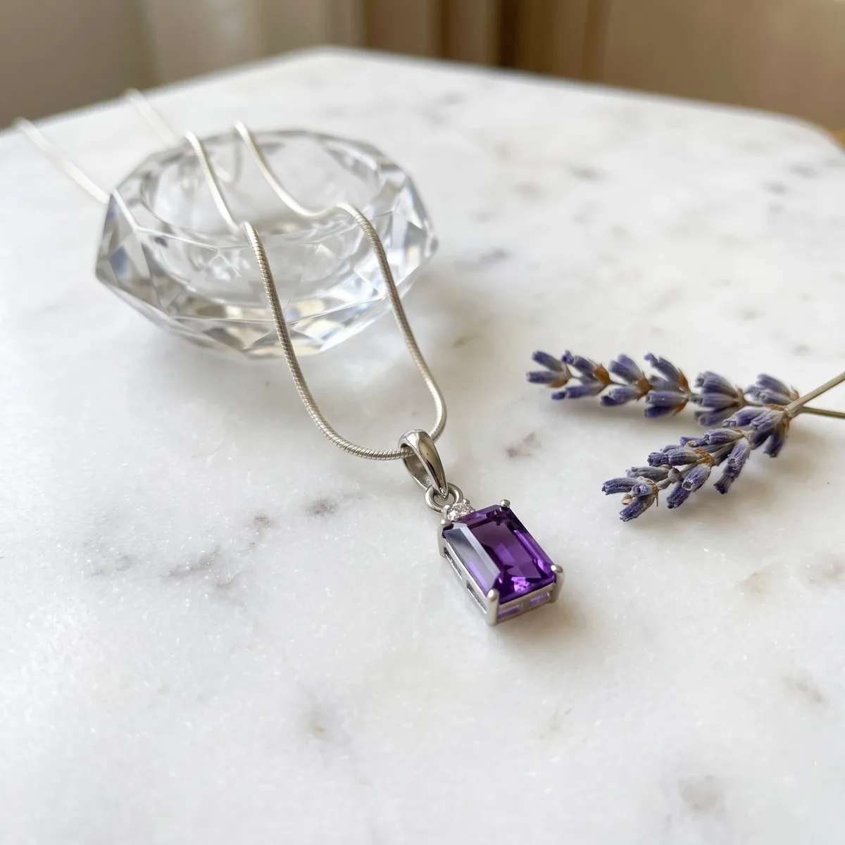 Amara Amethyst Classic Solitaire Pendant - view 3