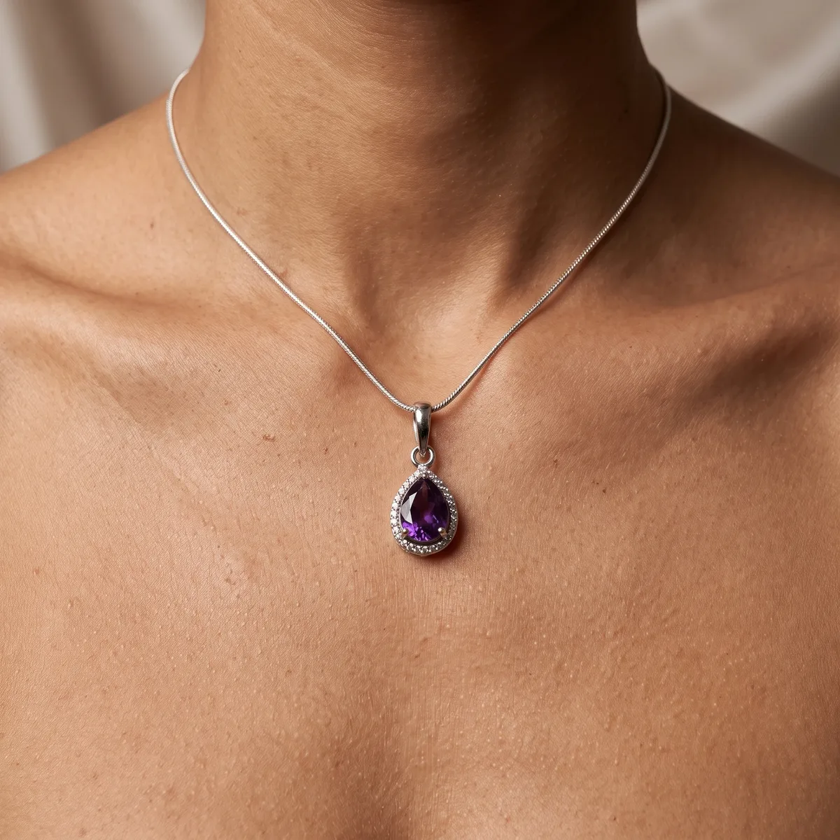 Amara Amethyst Dew Drop Pendant - view 2
