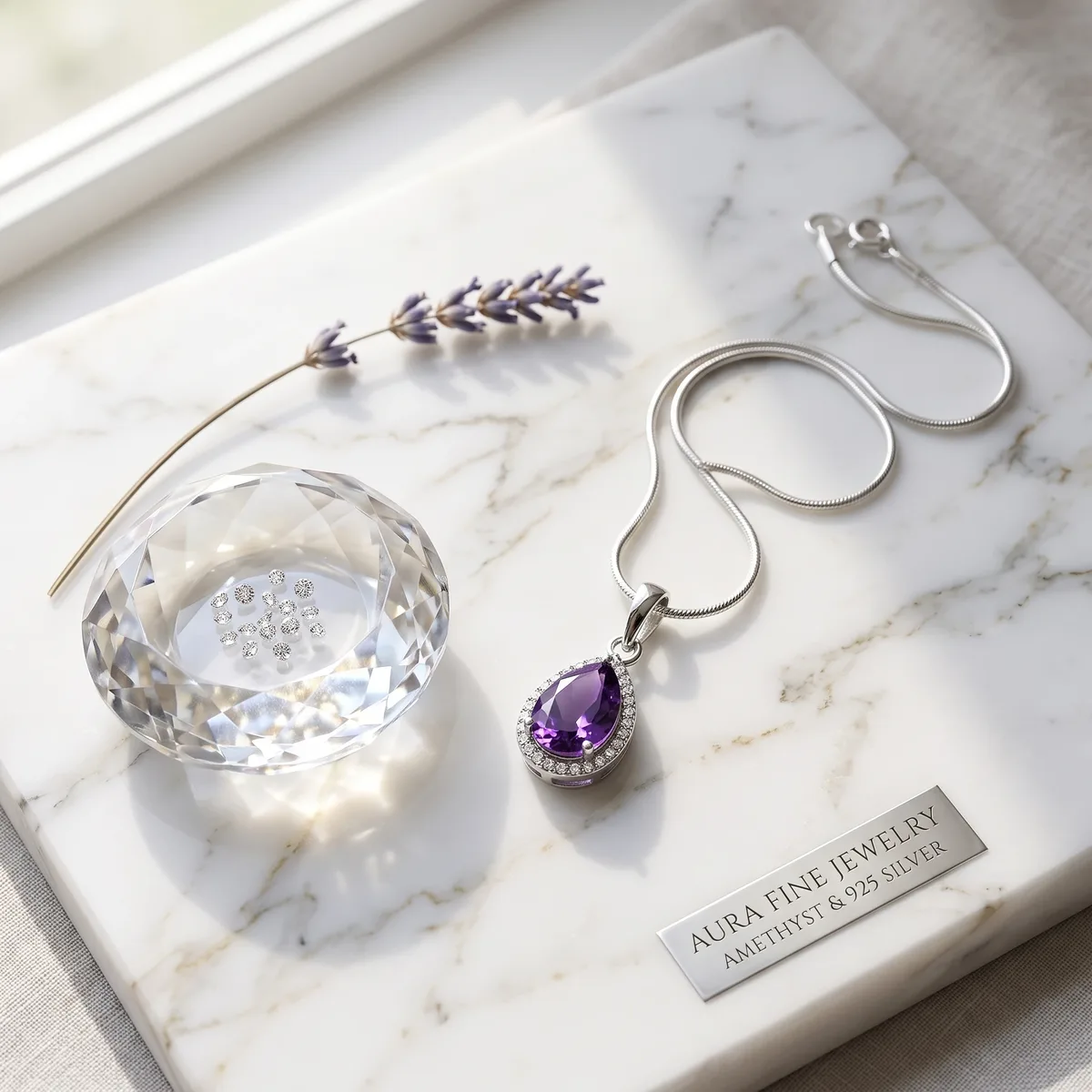 Amara Amethyst Dew Drop Pendant - view 3