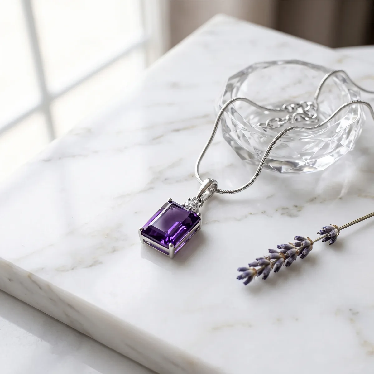 Amara Amethyst Grand Solitaire Pendant - view 3