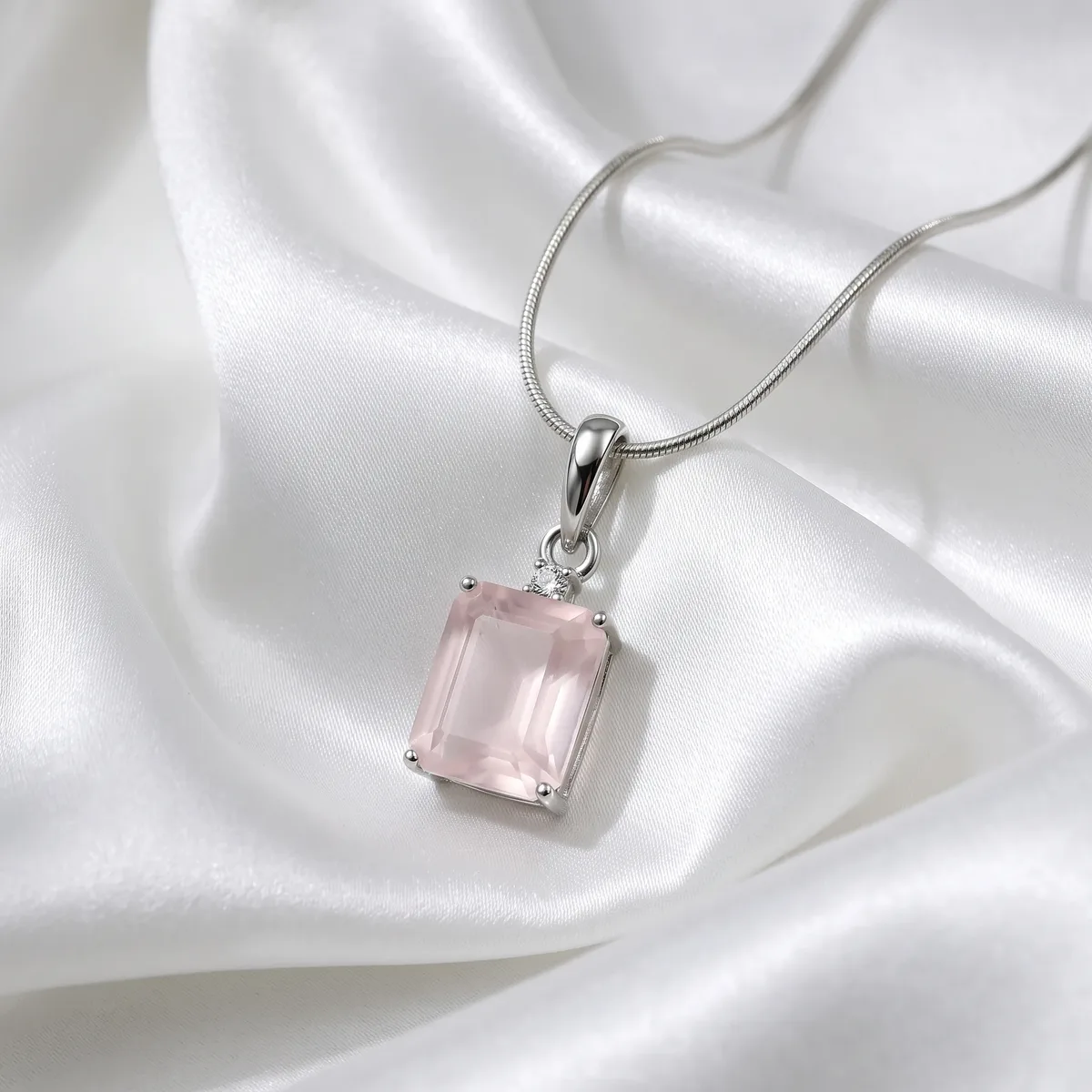 Aurelia Rose Quartz Solitaire Pendant - view 1