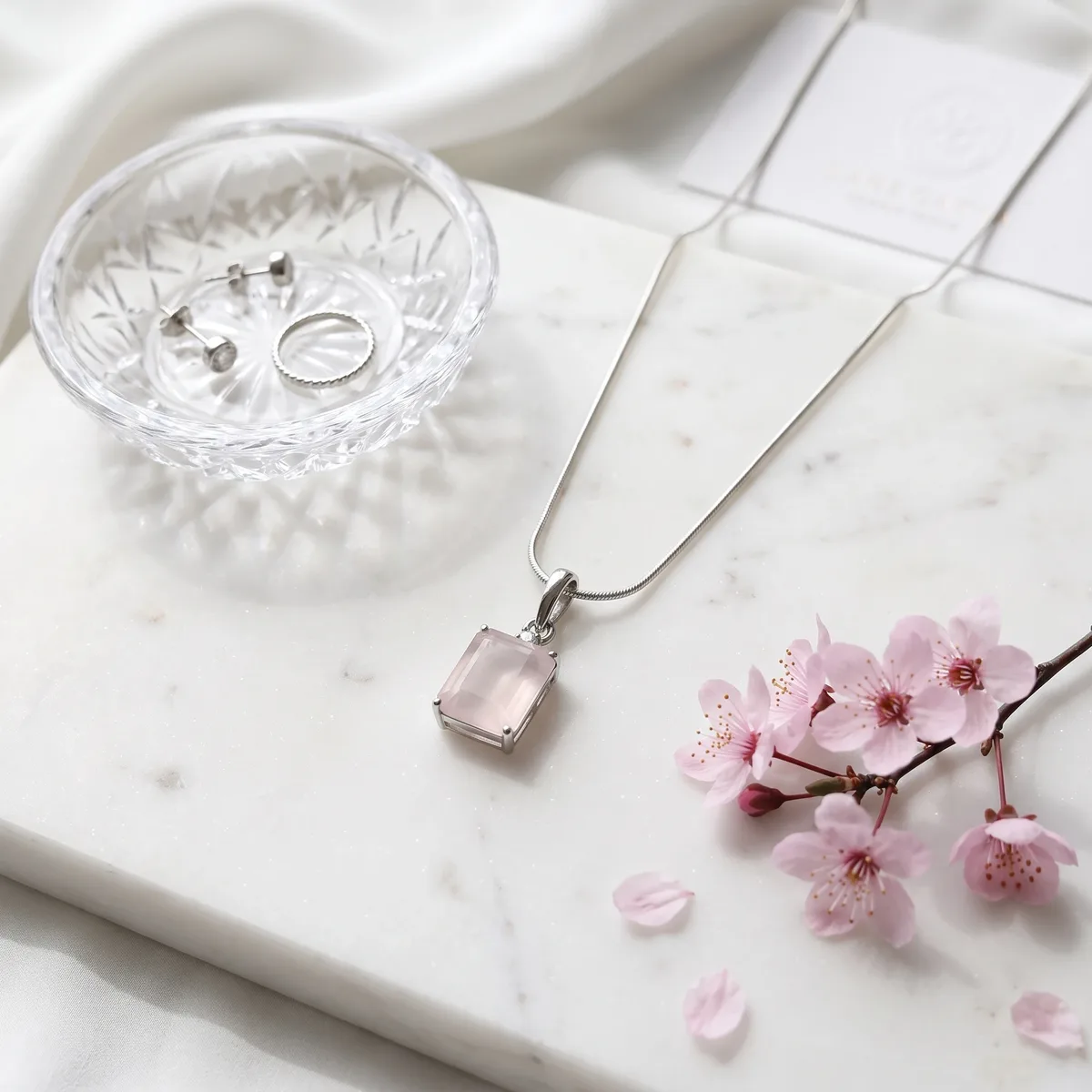 Aurelia Rose Quartz Solitaire Pendant - view 3