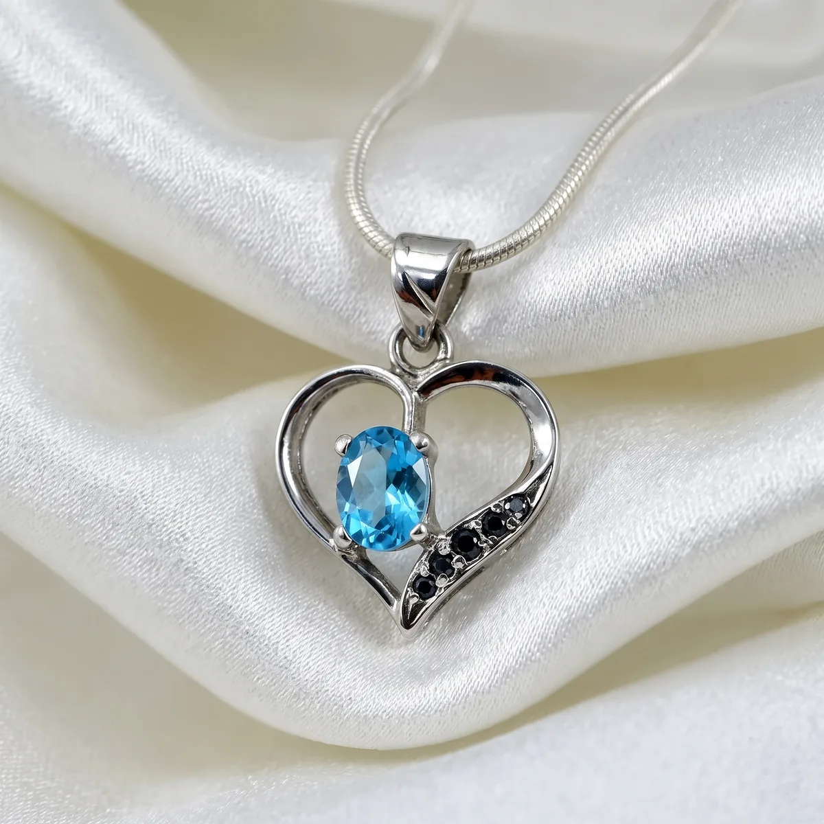 Azure Blue Topaz Bloom Pendant - view 1
