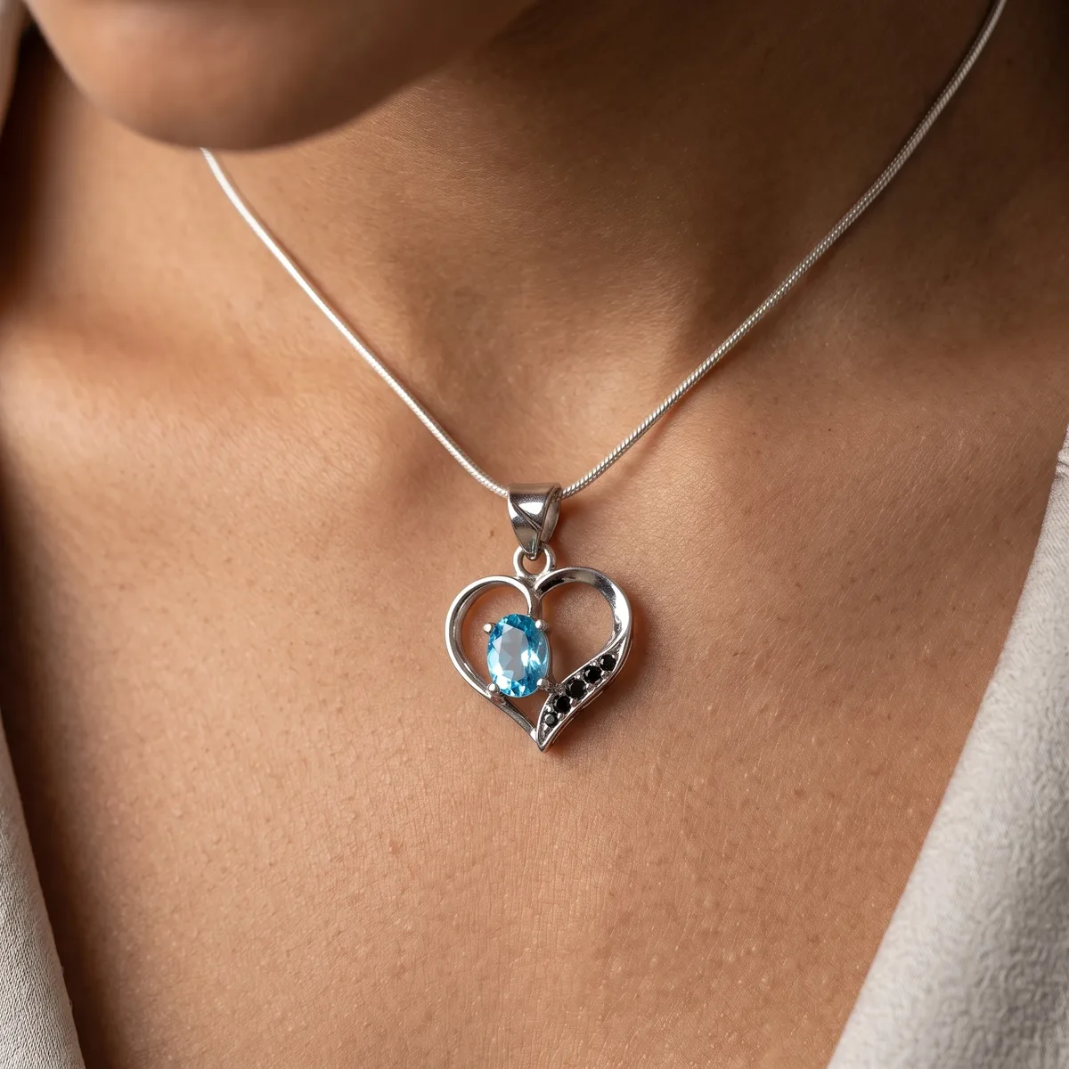 Azure Blue Topaz Bloom Pendant - view 2