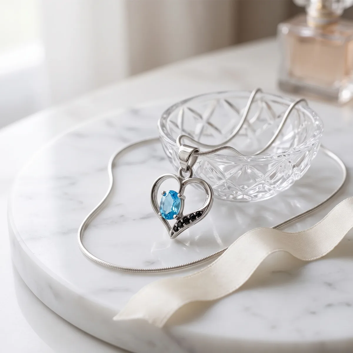 Azure Blue Topaz Bloom Pendant - view 3