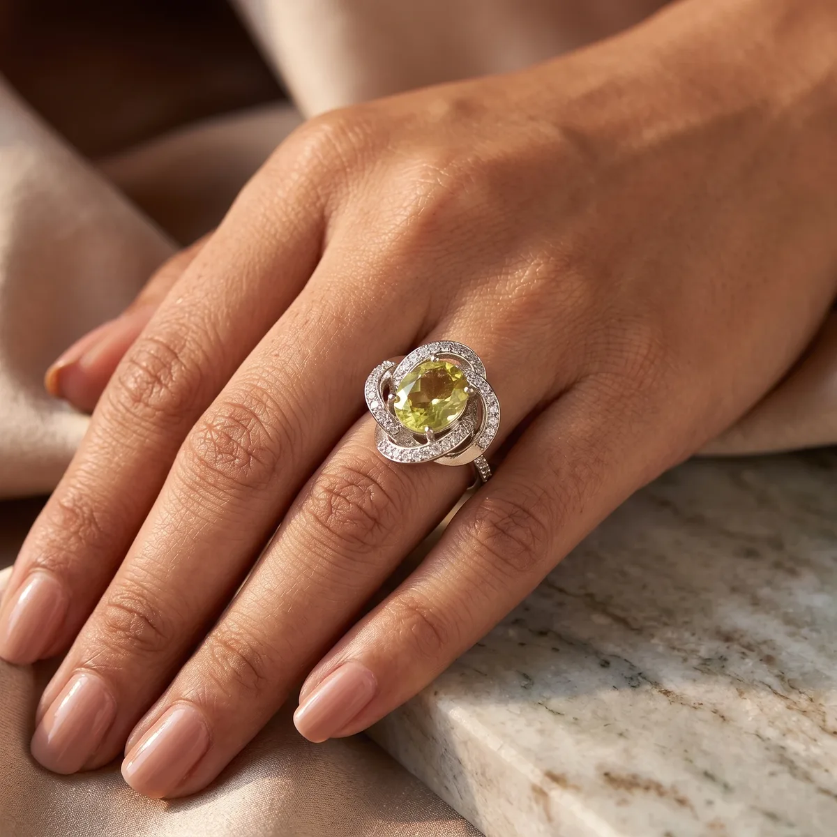 Calyra Lemon Topaz Knot Ring - view 2