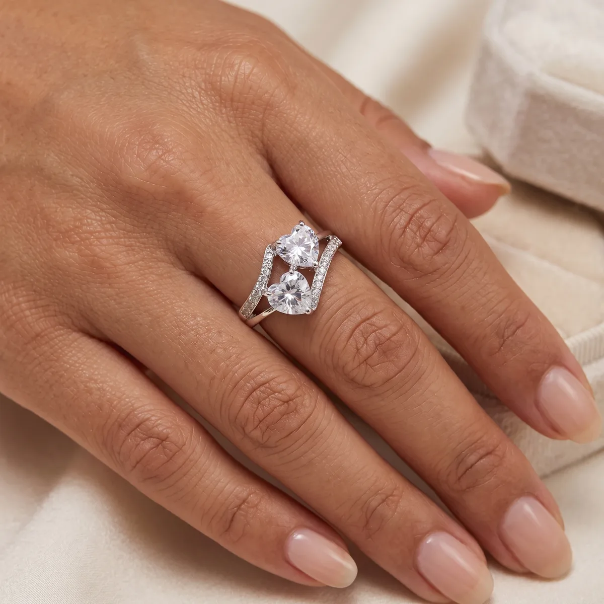 Elara Zirconia Twin Heart Ring - view 2