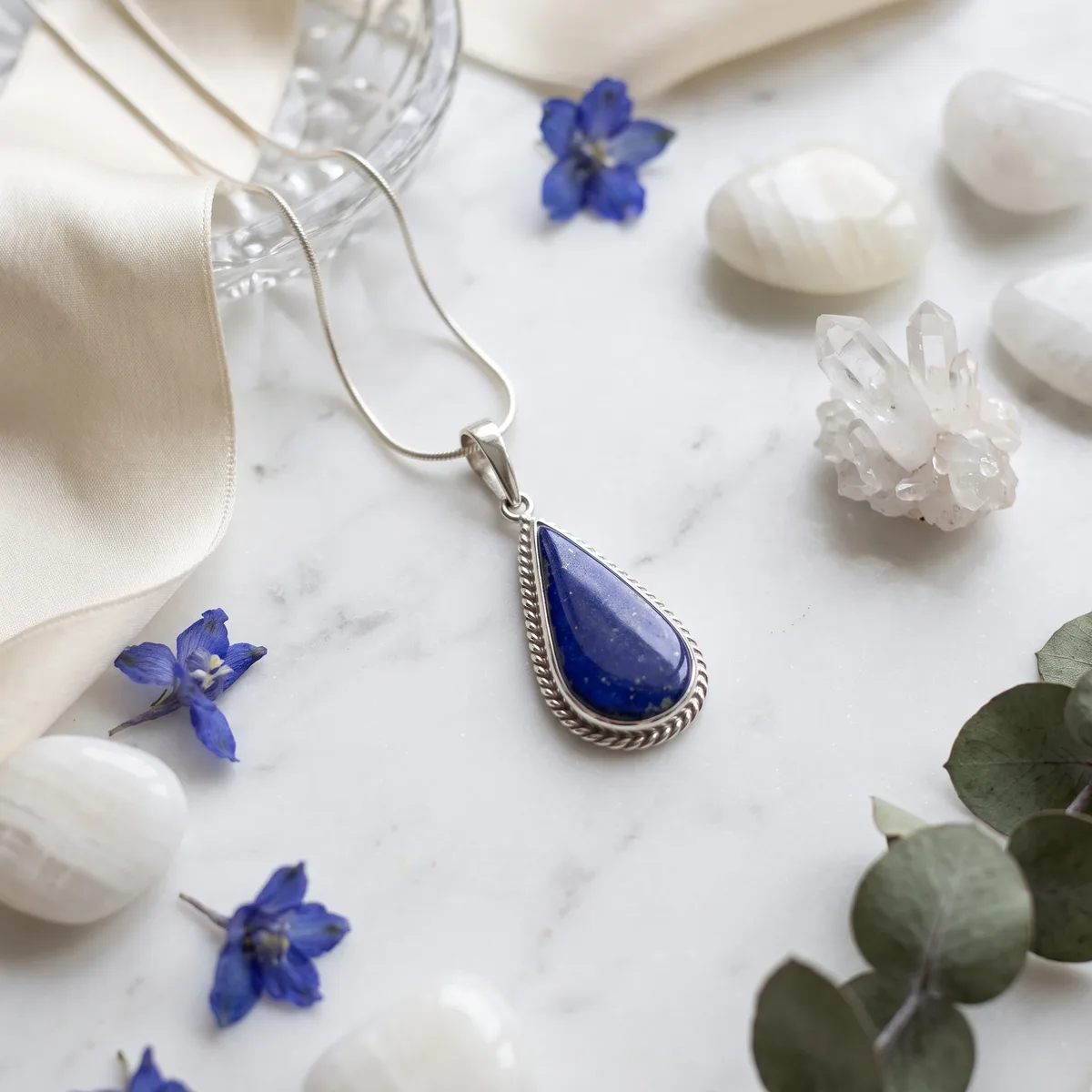 Indigo Lapis Lazuli Truth Dew Drop Pendant - view 3