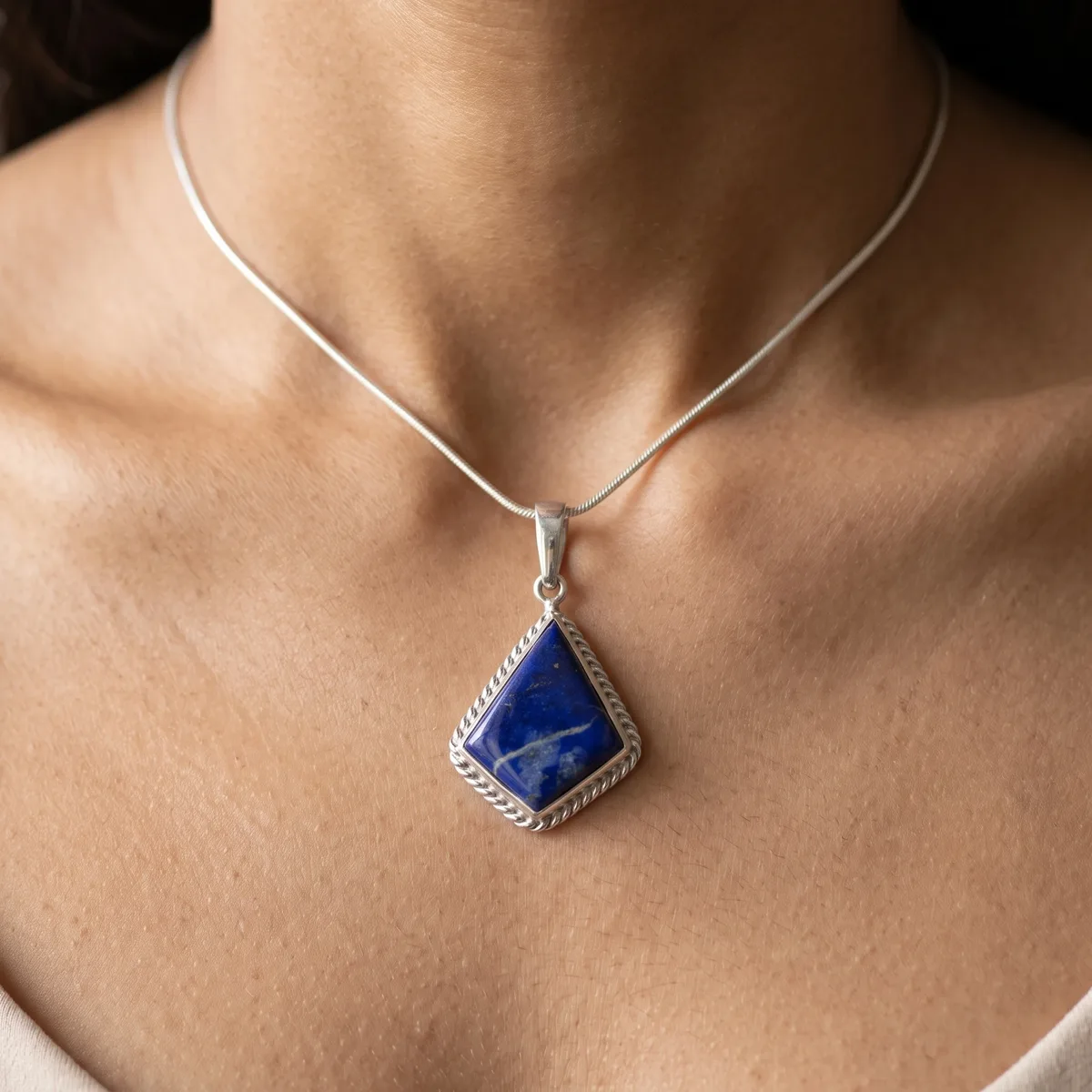Indigo Lapis Lazuli Wisdom Charm Pendant - view 2