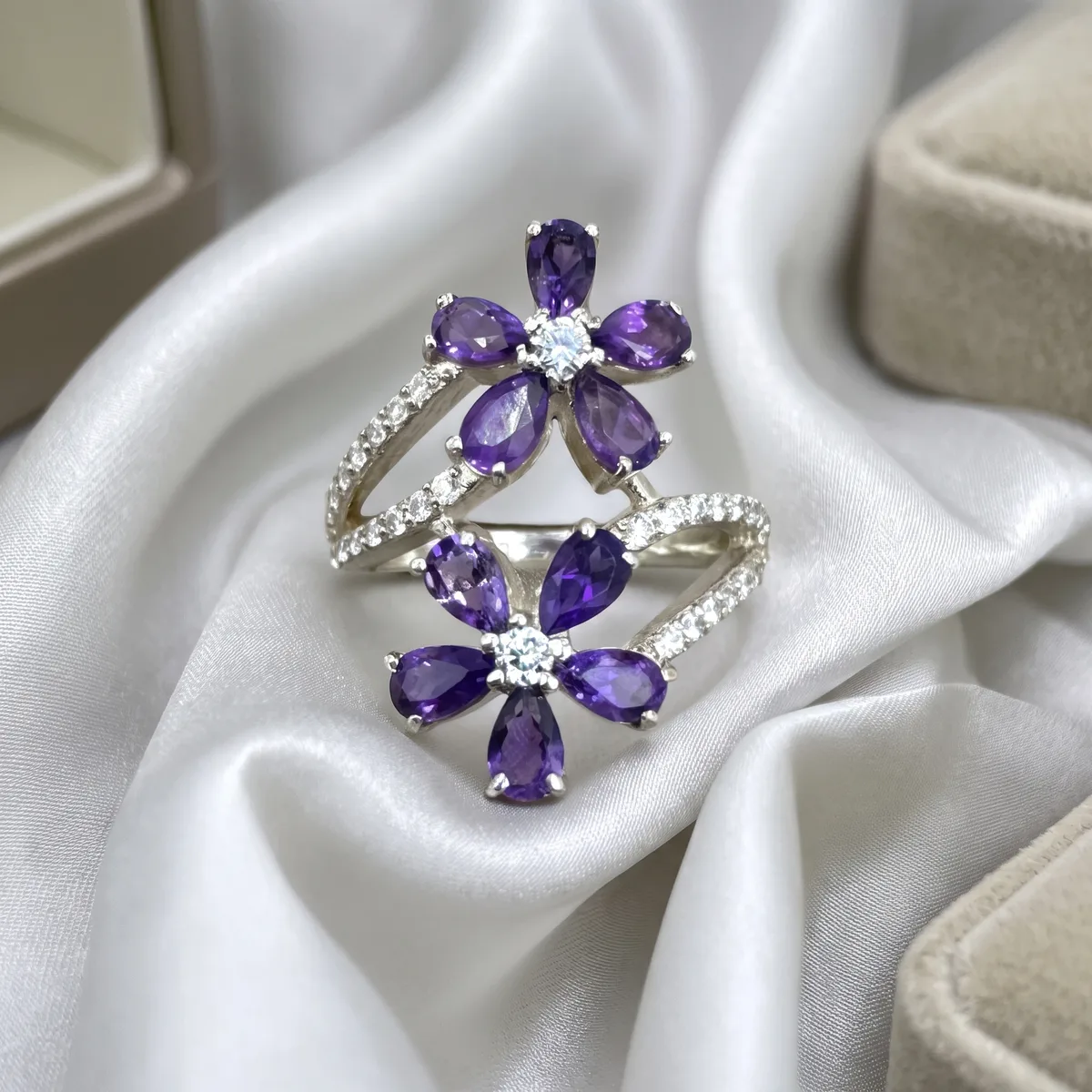 Lunelle Amethyst Bloom Ring - view 1