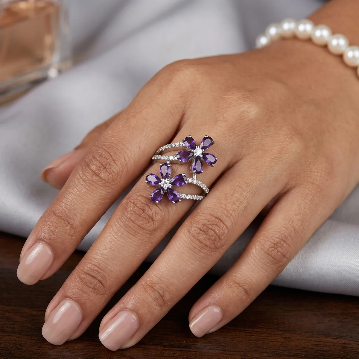 Lunelle Amethyst Bloom Ring - view 2