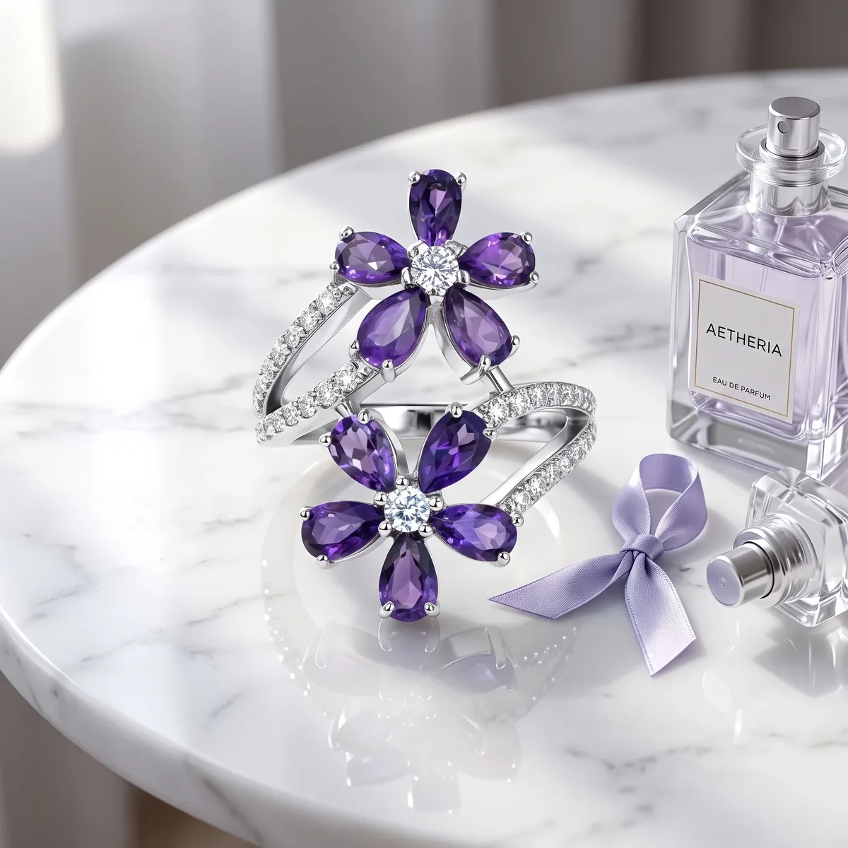 Lunelle Amethyst Bloom Ring - view 3