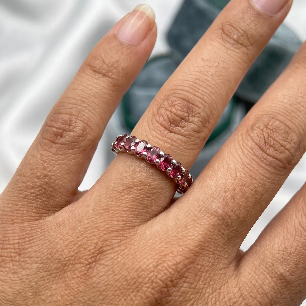 Ravelle Garnet Eternity Band - view 2