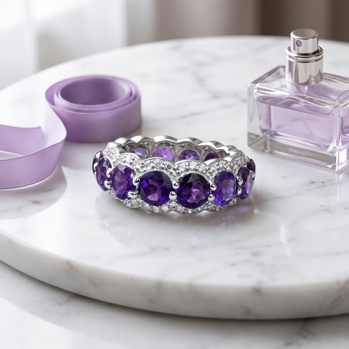 Serenelle Amethyst Halo Band - view 3