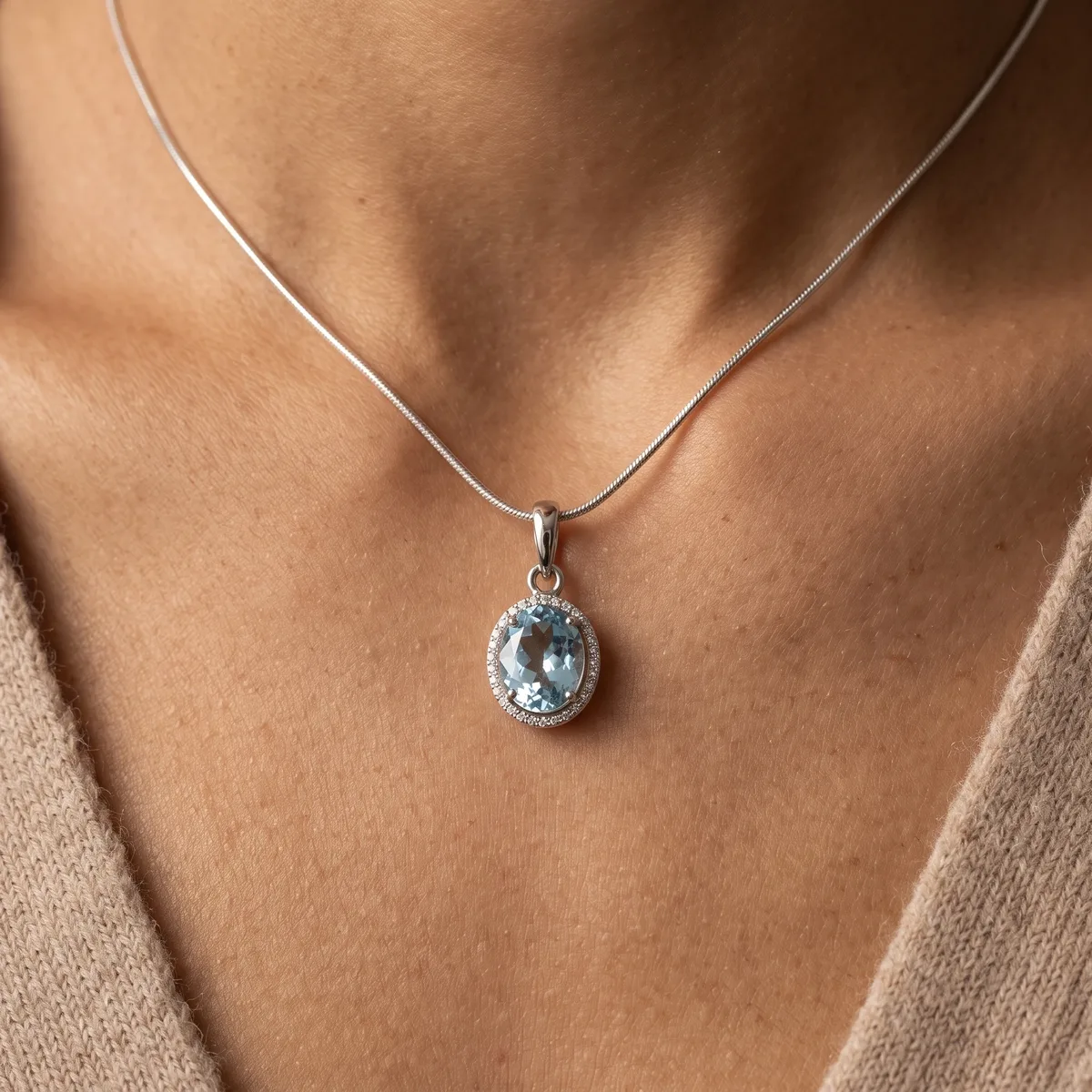 Skylight Sky Blue Topaz Bloom Pendant - view 2