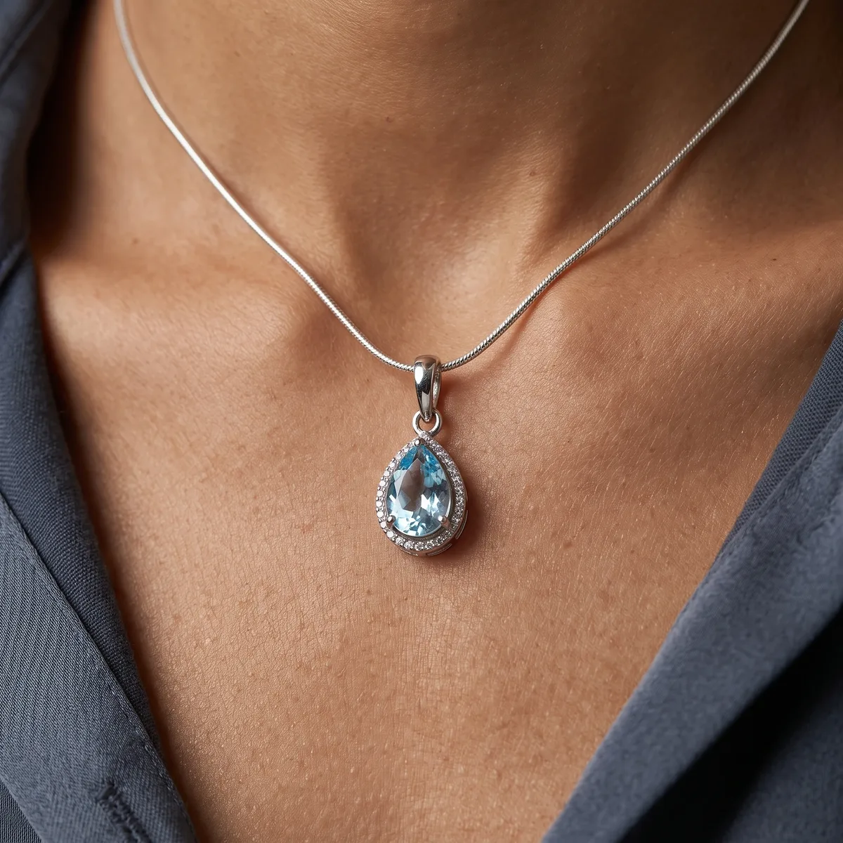 Skylight Sky Blue Topaz Dew Drop Pendant - view 2