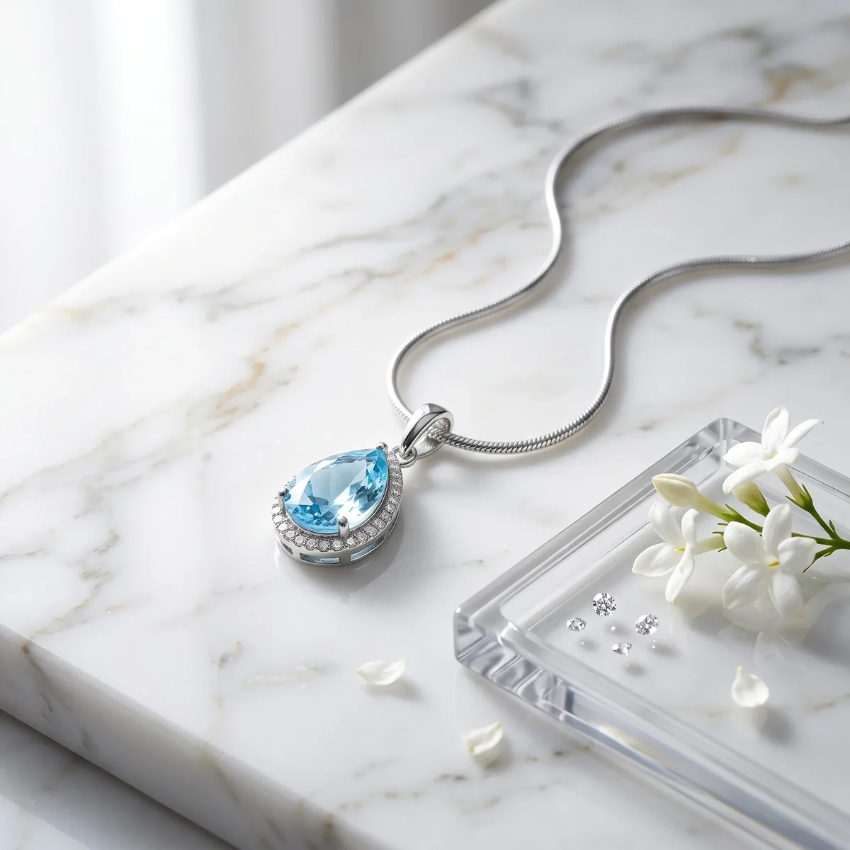 Skylight Sky Blue Topaz Dew Drop Pendant - view 3
