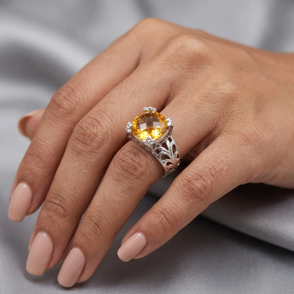 Solara Lattice Citrine Ring - view 2