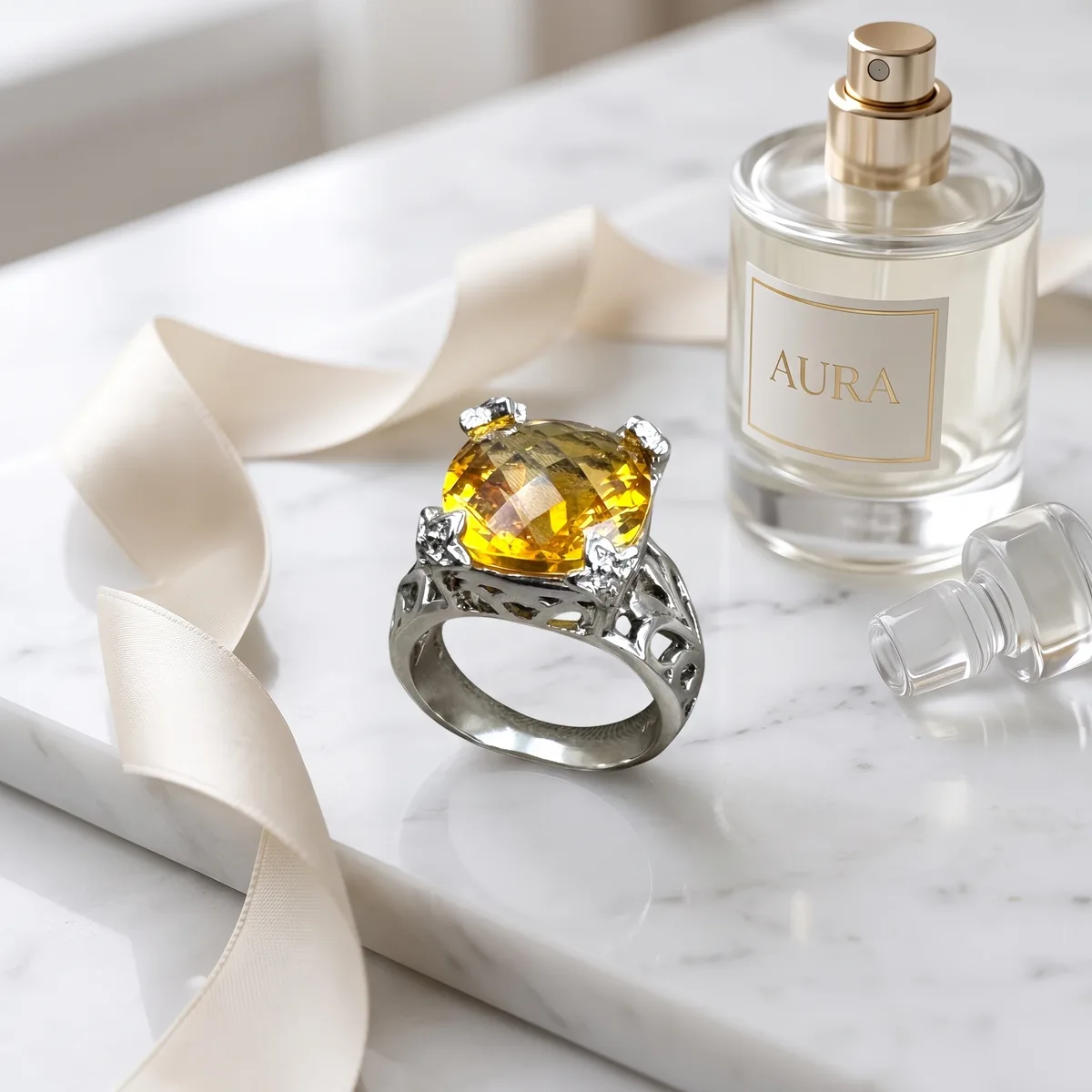 Solara Lattice Citrine Ring - view 3