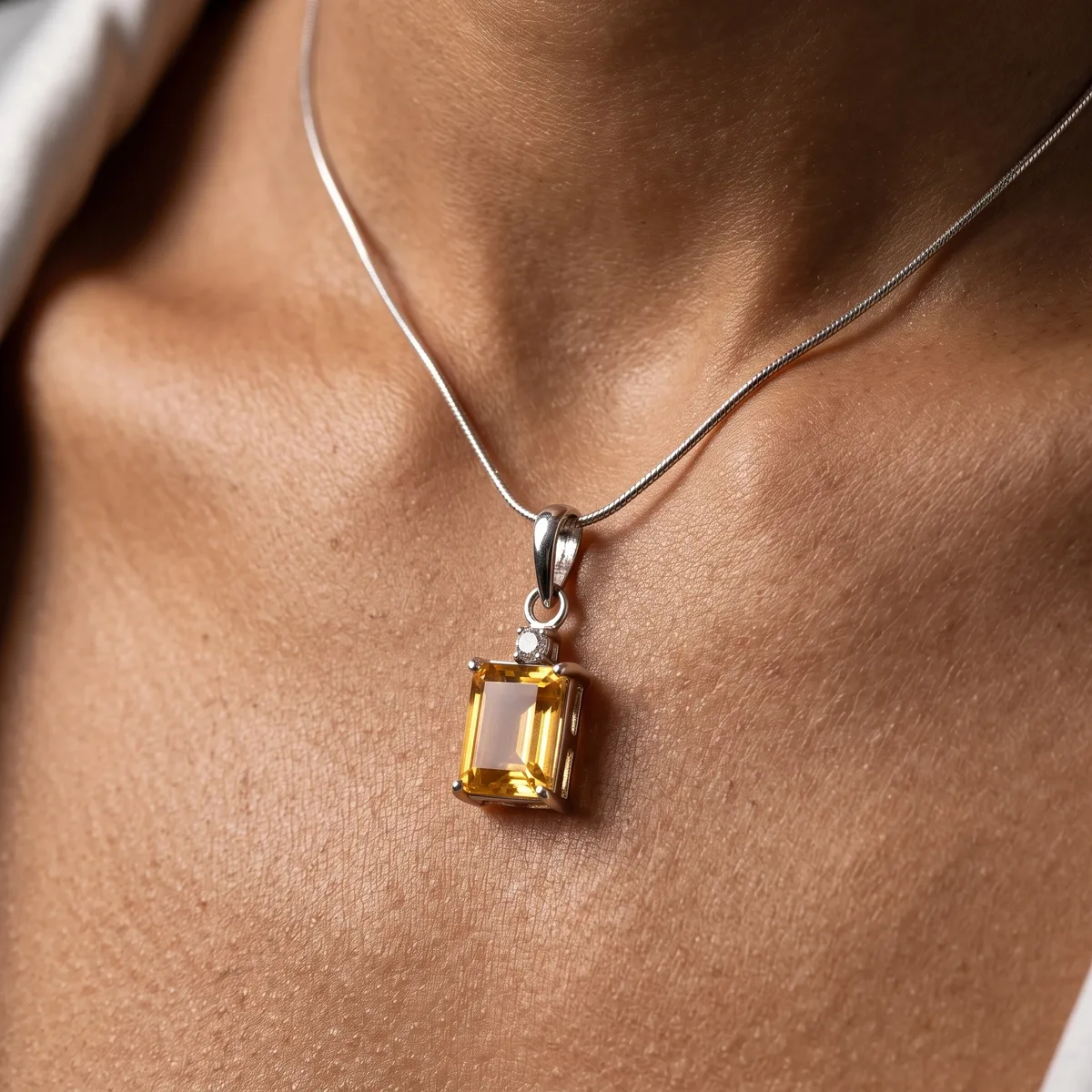 Solaris Citrine Classic Solitaire Pendant - view 2