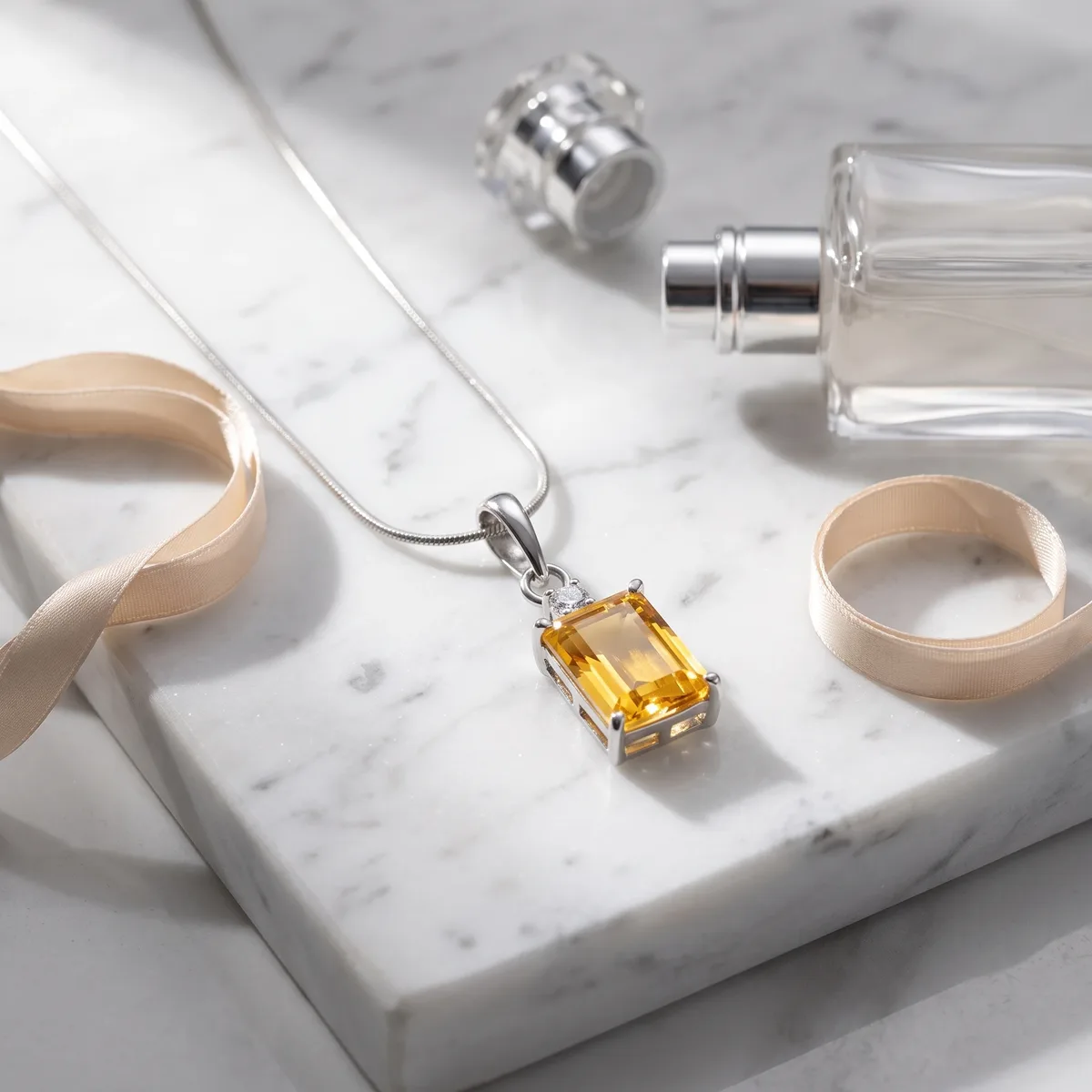 Solaris Citrine Classic Solitaire Pendant - view 3