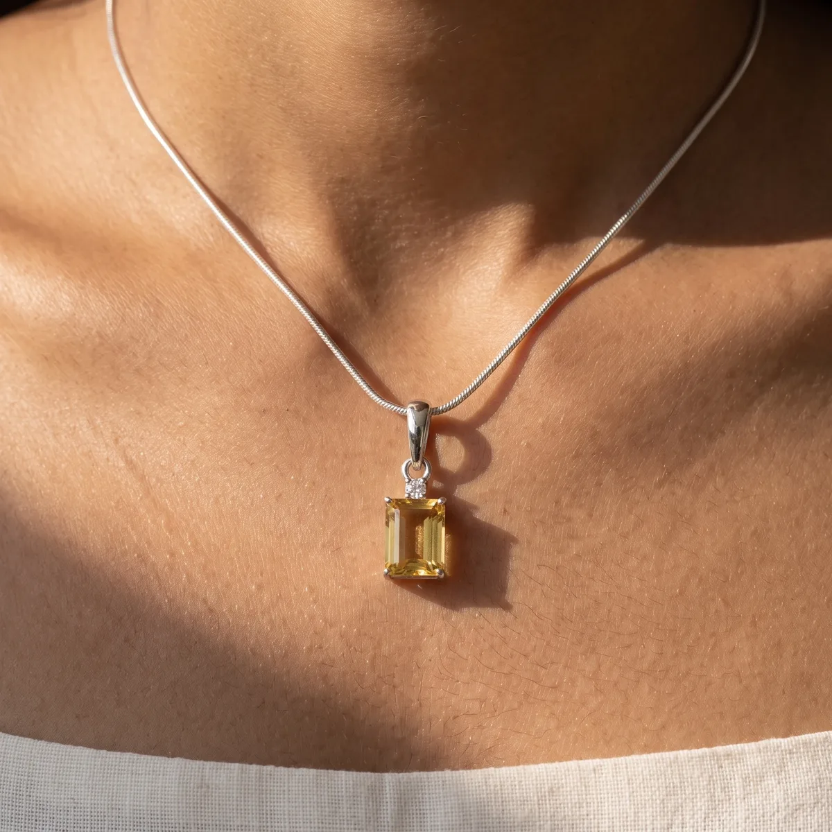 Solaris Citrine Grand Solitaire Pendant - view 2