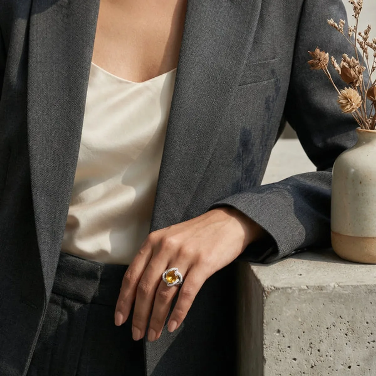 Solaris Citrine Knot Ring - view 2
