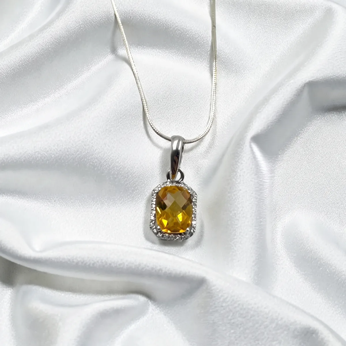 Solaris Citrine Octagon Solitaire Pendant - view 1