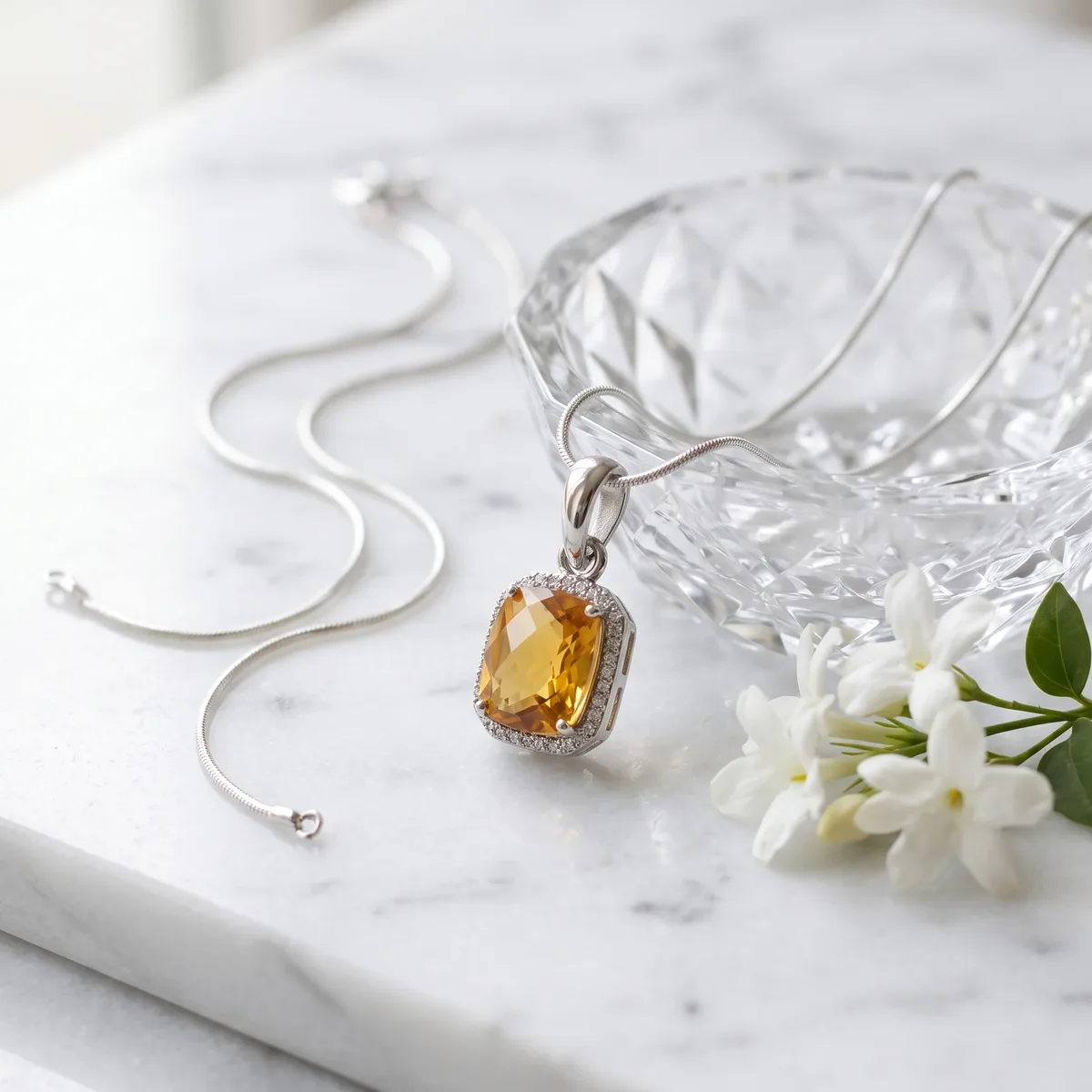 Solaris Citrine Octagon Solitaire Pendant - view 3