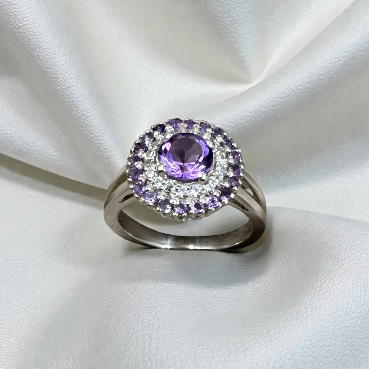 Velisse Amethyst Halo Ring - view 1