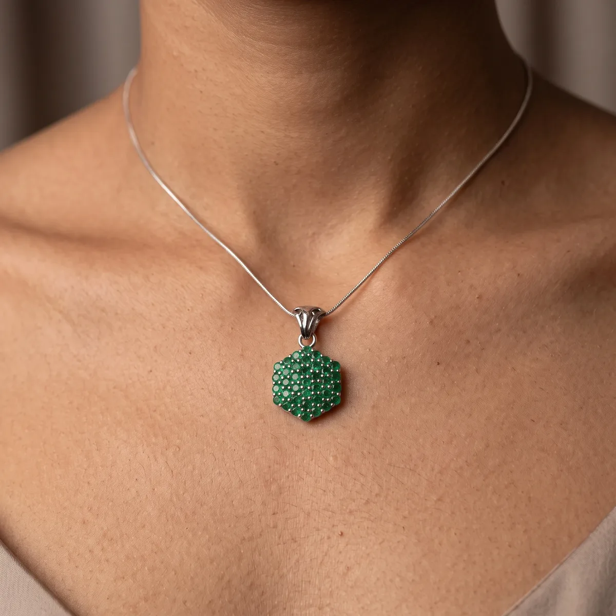 Verdant Emerald Charm Pendant - view 2